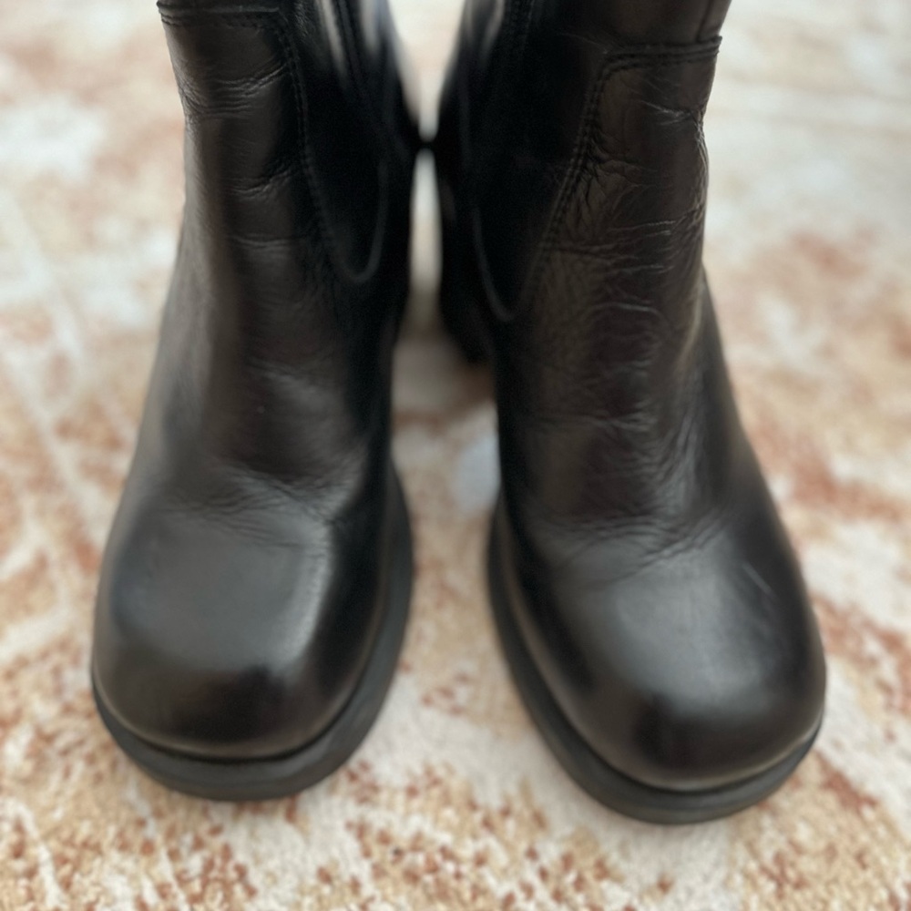 Urban Outfitters Boots Womens Size 8 Black Beau Square Toe UO Side Zip Platform - Picture 6 of 9
